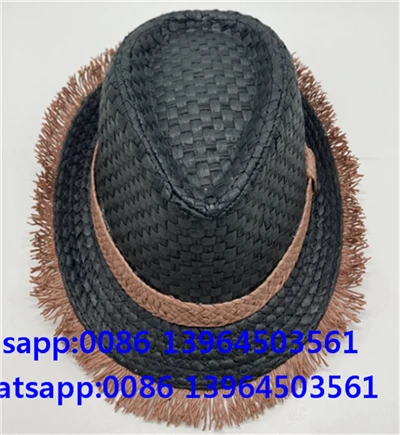 Kappell tal-Fedora Black Black Handwoven