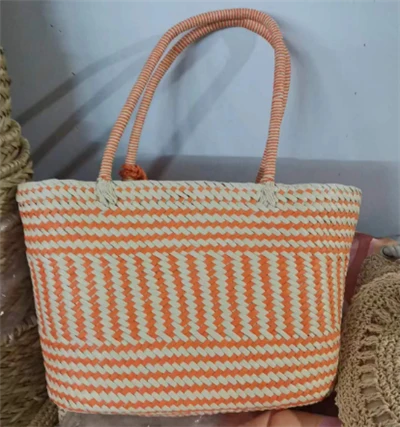 Oranġjo u beidge Paper minsuġa Tote Bag kbir